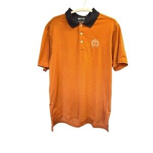 Adidas ClimaCool Polo Shirt Men’s M Orange Striped Royal Dornoch Golf Club